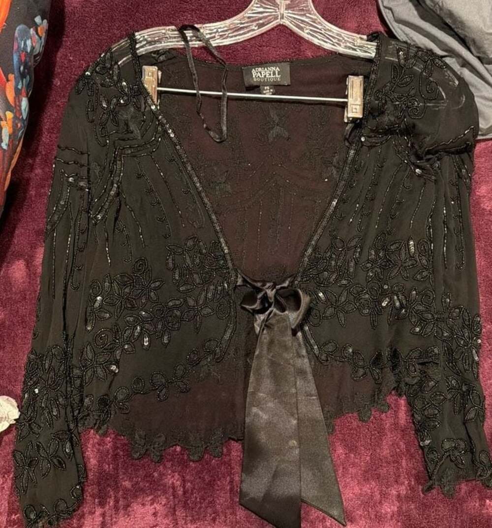 Adrianna Papell Boutique Vintage Beaded Sequin Sheer